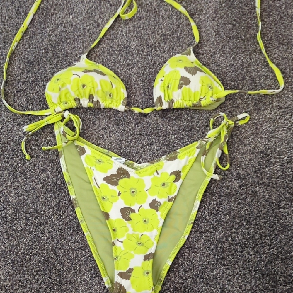 Aerie Lime Green Floral Bikini
